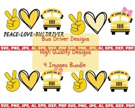 school bus bundle svg, school svg, back to school, peace love school bus driver  - £1.99 GBP