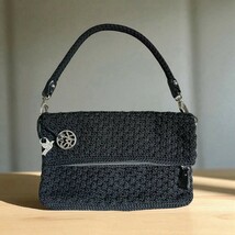 BLACK CROCHET THE SAK FOLD OVER EVENING SHOULDER HANDBAG SEQUIN ROPE STR... - $512.39 MXN