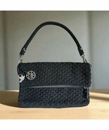 BLACK CROCHET THE SAK FOLD OVER EVENING SHOULDER HANDBAG SEQUIN ROPE STR... - $512.39 MXN
