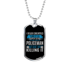 Super Sexy Policewoman Necklace Stainless Steel or 18k Gold Dog Tag 24&quot; - £37.92 GBP+