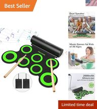 Electronic Drum Set, Roll Up Drum Practice Pad Midi Drum Kit with Headph... - $83.66