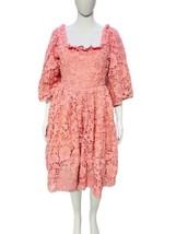 LoveShackFancy Women Floral Crochet Cutout Embroidered Ruffle Lace Short Dress S - $217.40