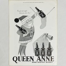Vtg 1960&#39;s Queen Anne Scotch Whisky Santa Claus Christmas Holiday Art Pr... - £5.29 GBP