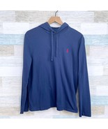 POLO Ralph Lauren Hooded T Shirt Navy Blue Long Sleeve Lightweight Mens ... - $39.59