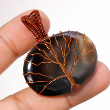 Black Geode Agate Gemstone Wire Wrapped Handcrafted Pendant Copper 1.70&quot; SA 1496 - £3.89 GBP