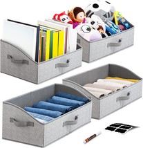 Artsdi Set Of 4 Large Capacity Storage Bins And Baskets With Handles,, Gray - £36.53 GBP