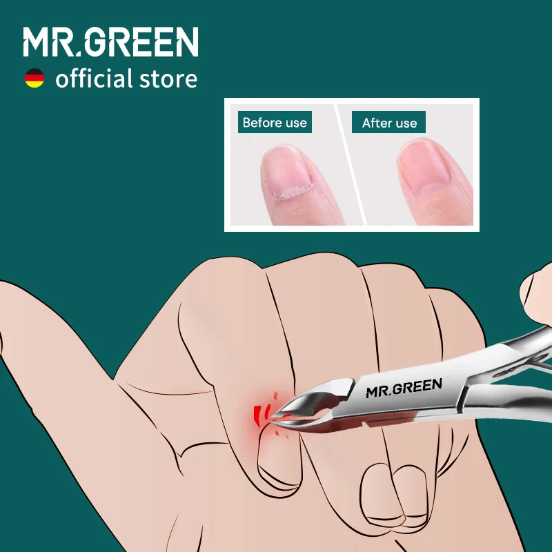 Play MR.GREEN Cuticle Nippers Nail Manicure Cuticle Scissors Clippers Trimmer De - £45.70 GBP