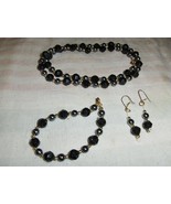 "Glass Pearls" 3 piece sets - Silver/Gray, Smoke and Jet Black. - $5.00