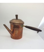 VTG Copper French Steamer Sauce Chocolate pot Wooden Handle &amp; Lid - $31.68