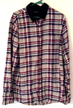 Lands&#39; End flannel shirt size XL men plaid button close corduroy collard... - $12.62
