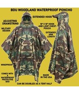 NEW WATERPROOF WOODLAND BDU MILITARY RAIN PONCHO WET WEATHER SHELTER HALF - €25,05 EUR