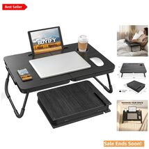 Multifunctional Foldable Desk for Eating and Working - Deep Black Wood F... - $76.18