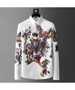 Men's Long-sleeved Shirt With Heavy Craftsmanship And Rhinestone Printing - $25.00 - $70.45