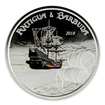 1 Oz Silver Coin 2018 EC8 Antigua &amp; Barbuda $2 Scottsdale Color Proof Ru... - £101.60 GBP