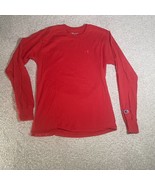 Champion Mens Red Long Sleeve T-Shirt Size Small Logo Crew Neck 100% Cotton - £11.84 GBP