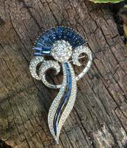 3 Ct Baguette Simulated Sapphire/Diamond Brooch Pin  925 Silver Gold Plated - £147.90 GBP