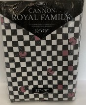 Vinyl Tablecloth Cannon Royal Family Flannel Backing Black White Oblong 52 x 70 - $22.22