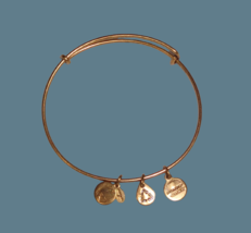 Alex &amp; Ani Gold Tone Wire Metal Energy Charm Bracelet Adjustable Expandable - £7.05 GBP