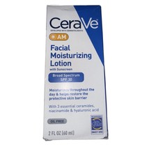 CeraVe AM Facial Moisturizing Lotion with Sunscreen SPF 30, 2oz (60mL) E... - $9.89