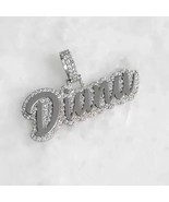 Pendentif Personnalisé En Moissanite Réel Taillé Rond 2Ct Plaqué Or Blan... - €164,59 EUR