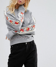 FREE PEOPLE We The Free Womens Sweater Embroidered Elegant Grey Size XS - £41.63 GBP