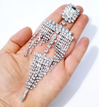Oversized Chandelier Earrings, Rhinestone Drop Earrings, Dangle Austrian Crystal - £36.32 GBP