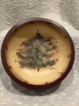 Signed Handmade in USA Folk Art Christmas Tree Bowl Primitive Rustic Dec... - €33,75 EUR