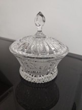 Candy Dish With Lid Glass With Clouded Sides 5 Inches Wide  - $7.91