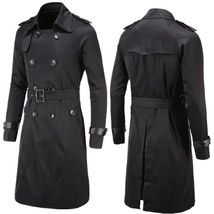 Top Quality 2022 Fashion Autumn Winter Gentleman Trench Coat Slim Fit Double-bre - £114.51 GBP