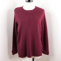 Liz Claiborne Women&#39;s M Solid Maroon Red Soft Stretch Long Sleeve Sweater - £10.21 GBP