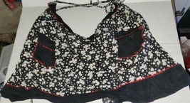 Cute Vintage Black &amp; Red Apron Kitchen Collectible Berries? Floral - $14.99
