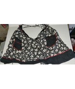 Cute Vintage Black &amp; Red Apron Kitchen Collectible Berries? Floral - £11.79 GBP