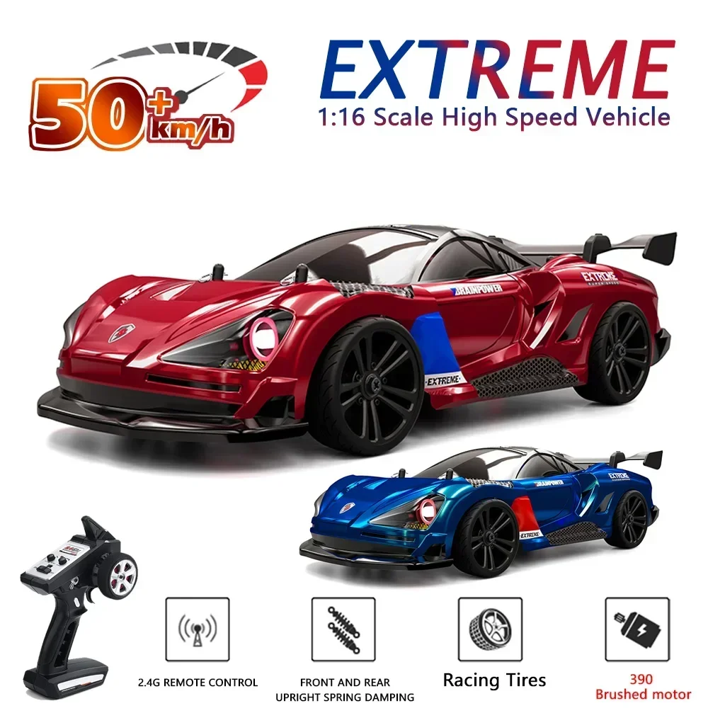 1/16 50KM/H RC Car 2.4G 4WD with LED Light Electric High Speed Drift Remote - £95.15 GBP
