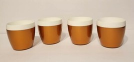 Vintage West Bend Thermo Serv Copper &amp; White 3&quot; Cups Mugs Hot or Cold Se... - £18.16 GBP