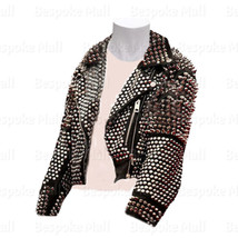 New Women&#39;s Black Full Spiked Studded Brando Punk Unique Real Leather Jacket-443 - £340.75 GBP