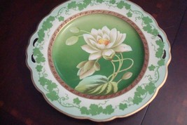 MZ Moritz Zdekauer Austria green platter 10&quot; diam decorated w/Compatible... - $50.95