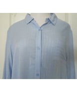 Donna Karan Light Blue Striped Sleep shirt Size 1X long sleeves buttons ... - $41.45 CAD