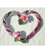 Pink Heart Shaped Wreath - Valentine's Day or Wedding Decor - £19.77 GBP