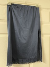 Vtg Petticoat Half Slip Navy Blue Size Small Side Slit Lace Trim - $14.99 CAD