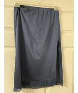 Vtg Petticoat Half Slip Navy Blue Size Small Side Slit Lace Trim - $10.95
