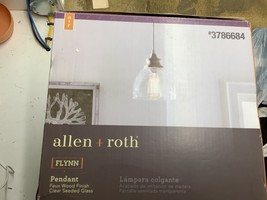 *No Glass Cover Allen +Roth pendant faux wood clear seeded glass light - £17.51 GBP