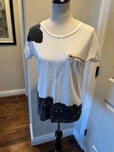 LNA White Cotton T-Shirt Black Print Border SZ 8 EUC - £31.11 GBP