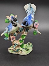 Japan Vintage Enesco Porcelain Blue Jay Birds Figurine . EUC - $15.00