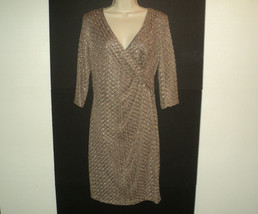 NEW Jones New York Dress Size 4 Career Fashion Gold Multi Knit 3/4 Sleeves - £37.75 GBP