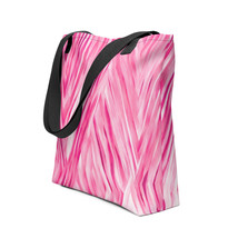 New Large Tote Bag Dual Handle Bright Pink Geometric 15 in x 15 in Polye... - $22.98