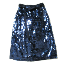NWT J.Crew Collection Sequin Midi in Navy Blue Tie Waist Straight Skirt ... - £56.09 GBP