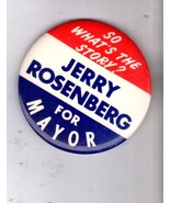 JGE Retailer Jerry Rosenberg Queens New York Mayor 1973 fantasy political button - $6.75