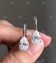 4Ct Pear Cut Simulated Moissanite Drop &amp;Dangle Earrings 14K White Gold Plated - £32.77 GBP