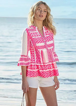 Joe Browns Joyful Pink Jacquard Boho V-Neck Top   UK 14   (FM120-10) - $34.17