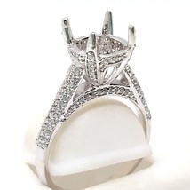 14K White Gold Over Diamond Semi Mount Engagement Ring 10mm Silver - £185.63 GBP